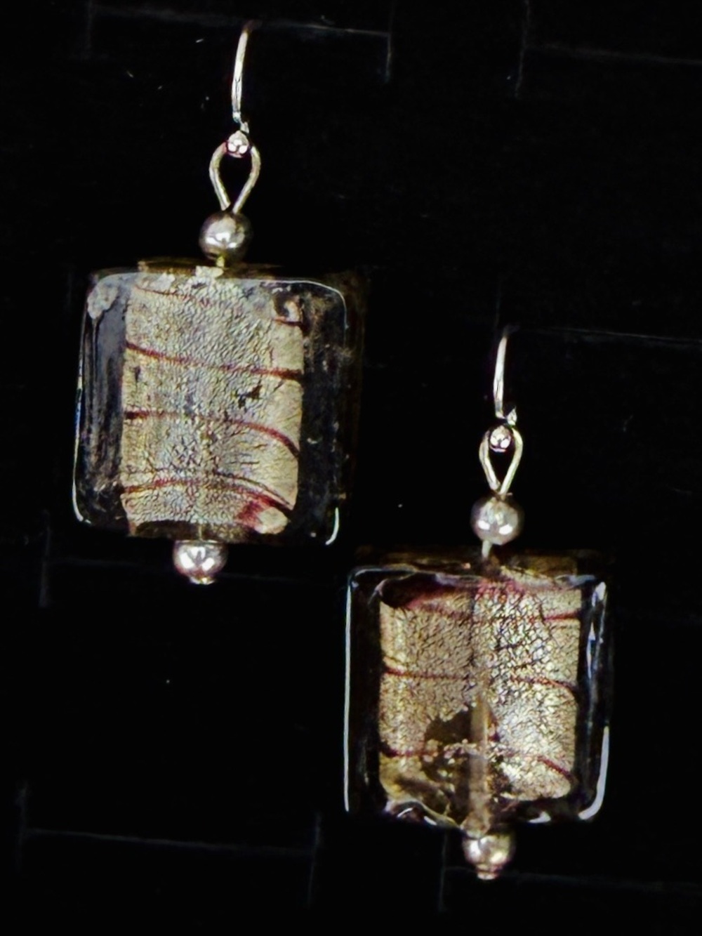 Bohemian chic square weighted glass pierced dangle earrings